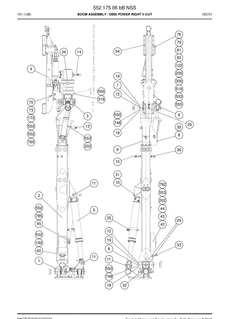 55217506b 552 175 06b Boom Assembly - Sandvik Technical Drawing