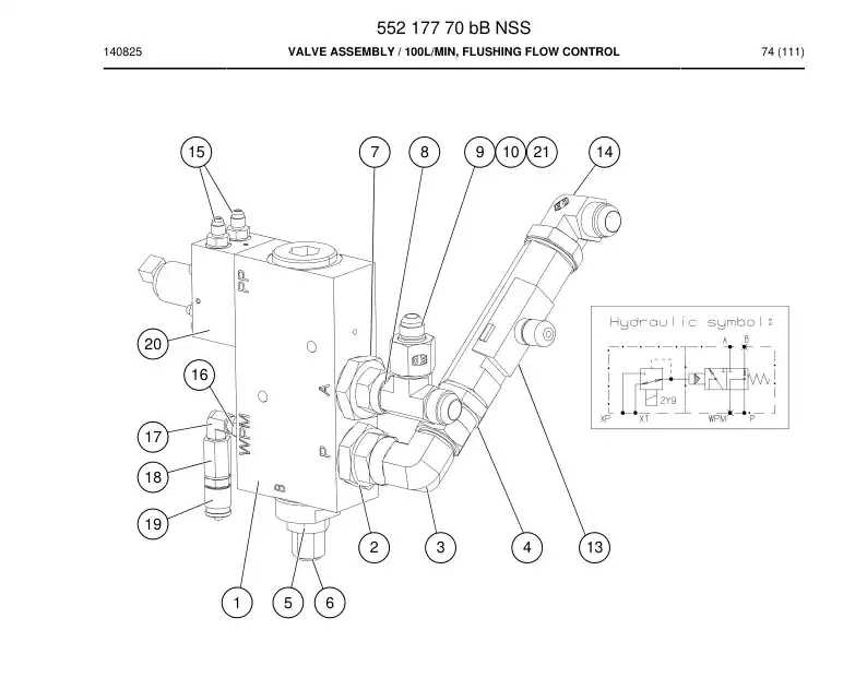55217770b 552 177 70b Valve Assembly - Sandvik Technical Drawing