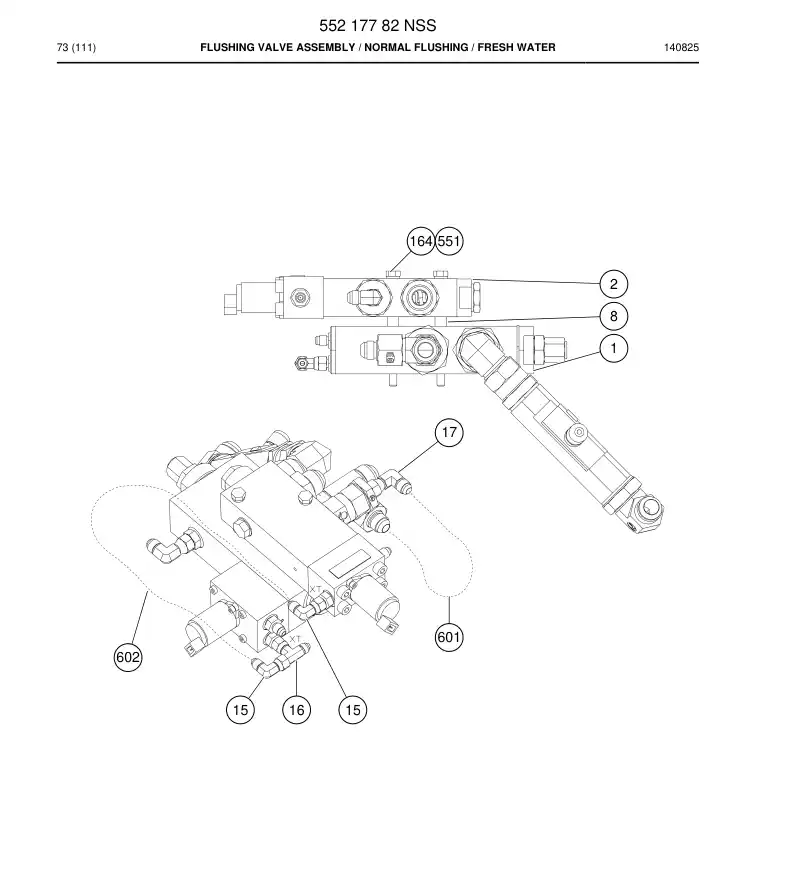 55217782 552 177 82 Flushing Valve Assembly - Sandvik Technical Drawing