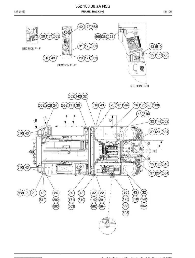 55218038a 552 180 38a Frame, Backing - Sandvik Technical Drawing