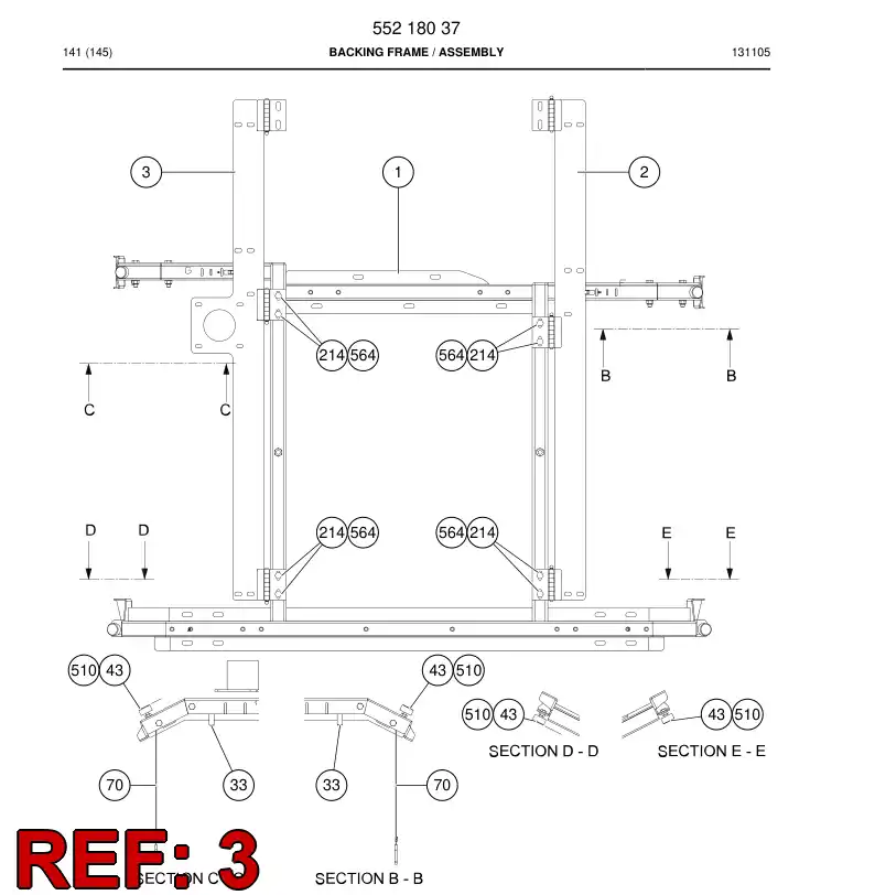 55218051a 552 180 51a Hinge - Sandvik Technical Drawing
