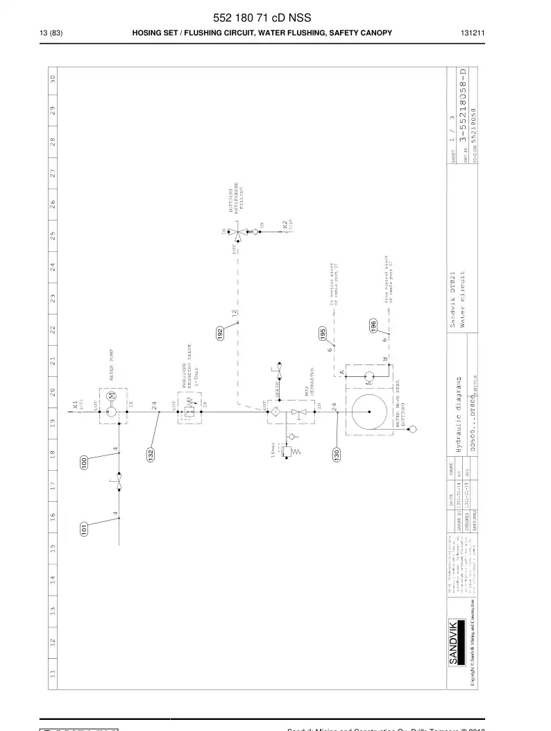 55218071c 552 180 71c Hosing Set - Sandvik Technical Drawing