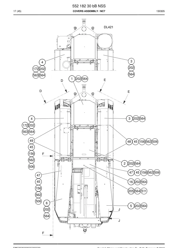 55218230b 552 182 30b Covers Assembly - Sandvik Technical Drawing