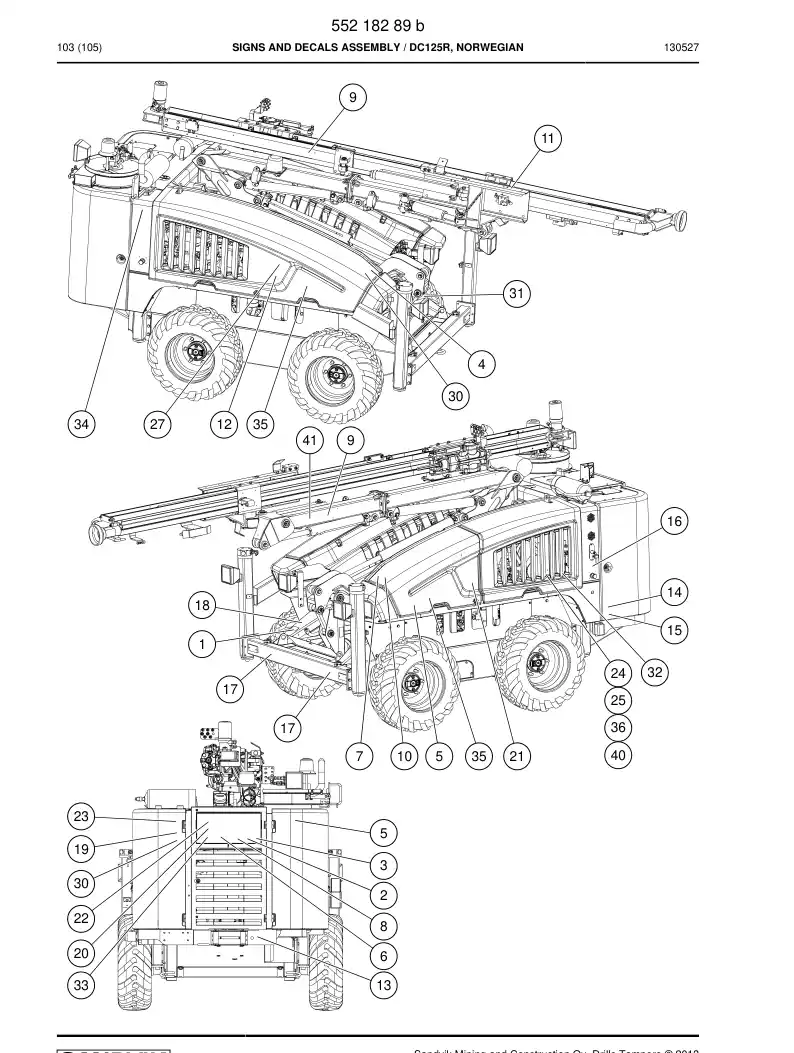 55218289b 552 182 89b Signs And Decals Assembly - Sandvik Technical Drawing
