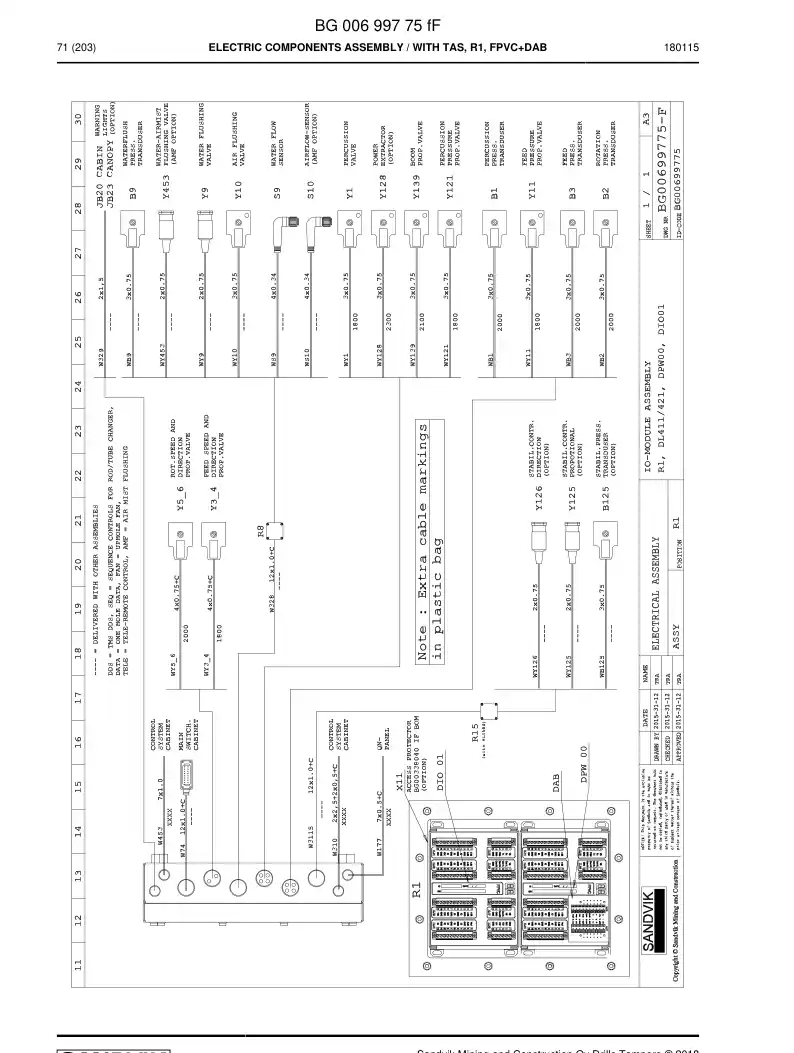 55218313 552 183 13 Entry, Cable - Sandvik Technical Drawing