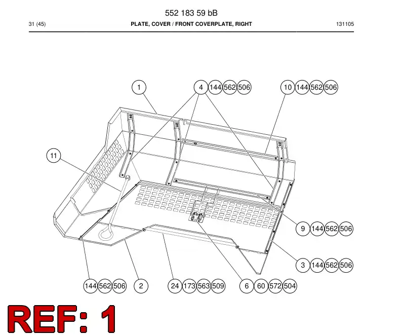 55218360 552 183 60 Plate, Cover - Sandvik Technical Drawing