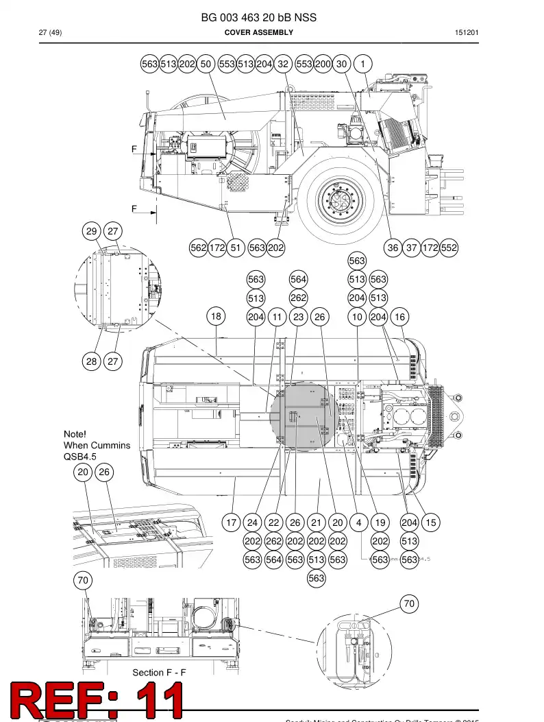 55218390 552 183 90 Plate, Cover - Sandvik Technical Drawing