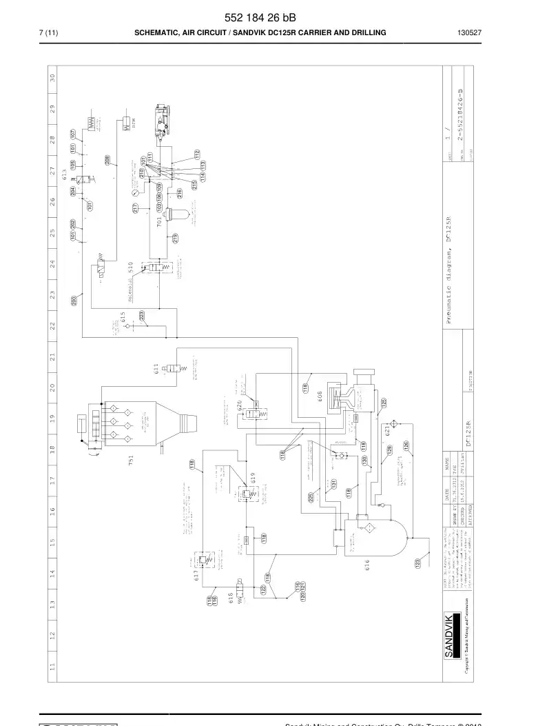 55218426b 552 184 26b Schematic, Air Circuit - Sandvik Technical Drawing