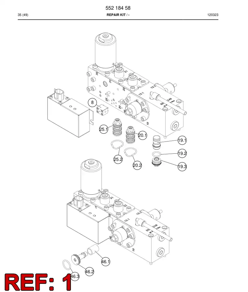 55218459 552 184 59 Repair kit - Sandvik Technical Drawing
