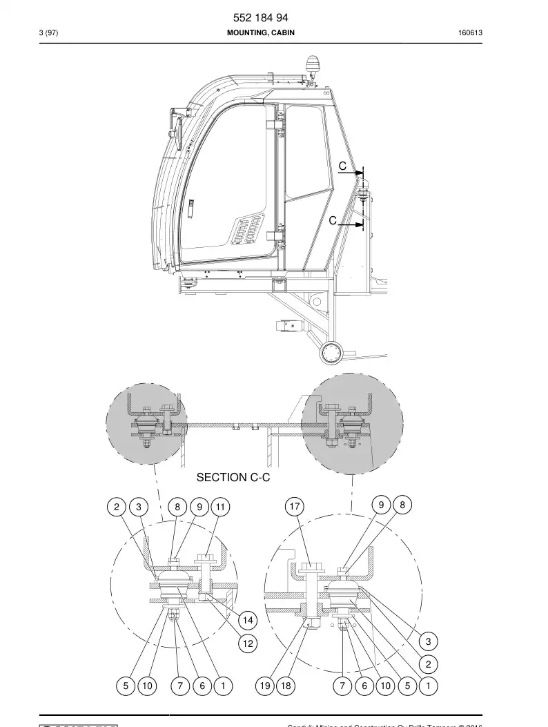 55218494 552 184 94 Mounting, Cabin - Sandvik Technical Drawing