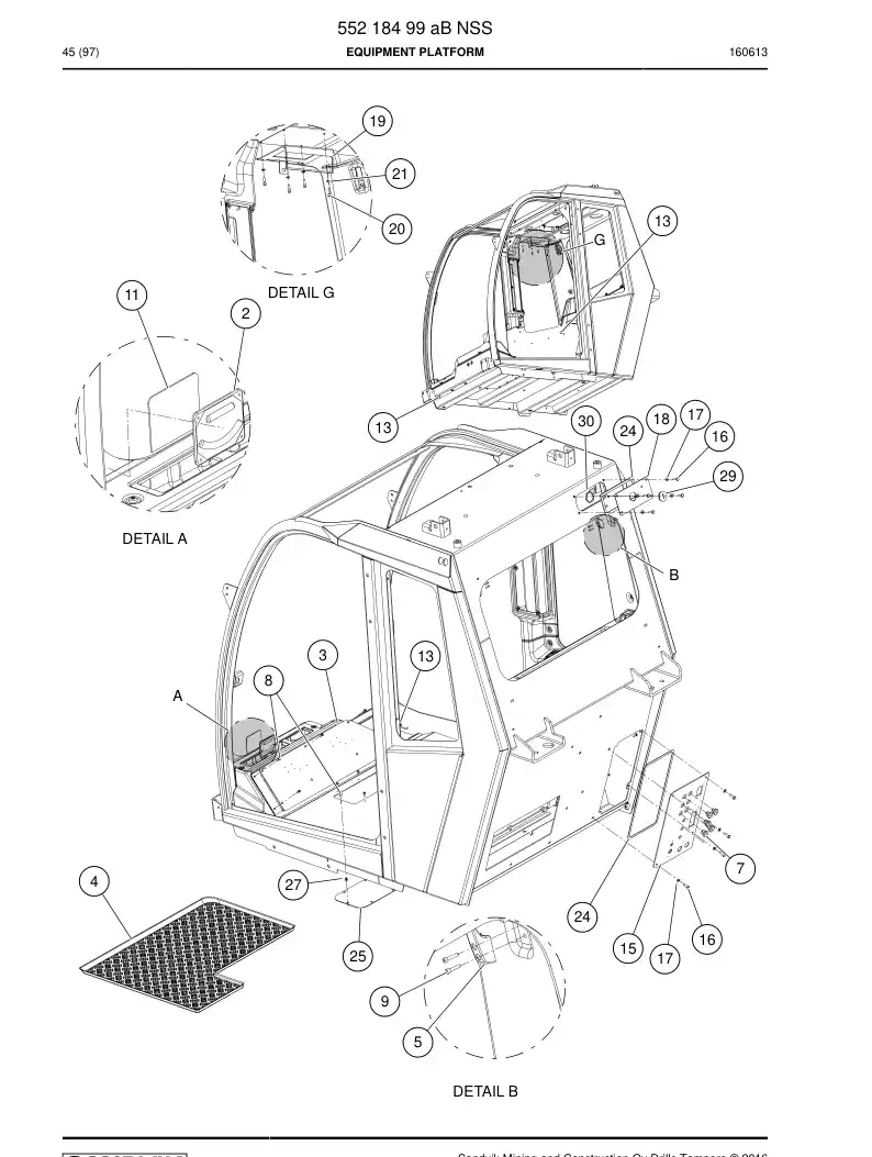 55218499a 552 184 99a Equipment Platform - Sandvik Technical Drawing