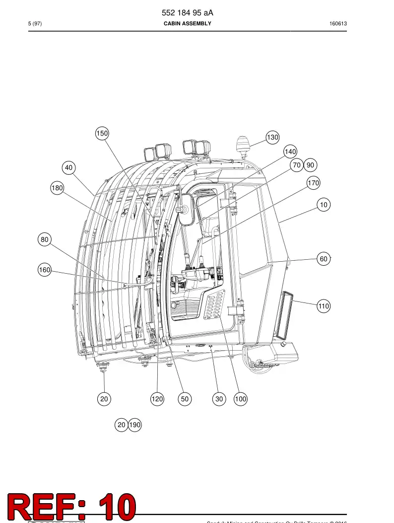 55218509a 552 185 09a Frame, Cabin - Sandvik Technical Drawing