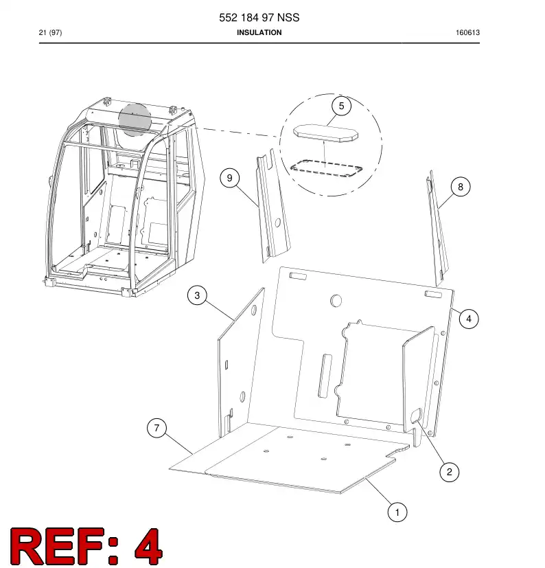 55218540 552 185 40 Sound insulation plate - Sandvik Technical Drawing