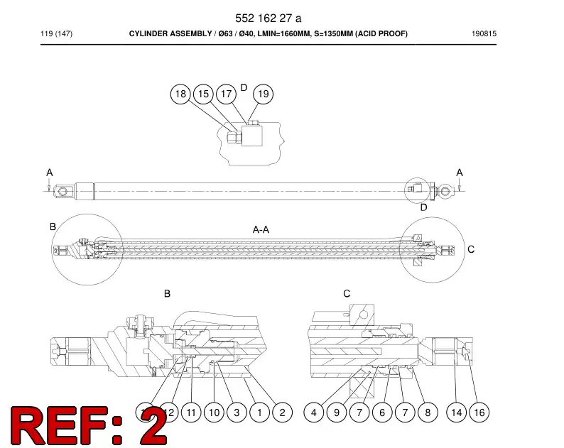 55218610 552 186 10 PISTON Rod Assembly - Sandvik Technical Drawing