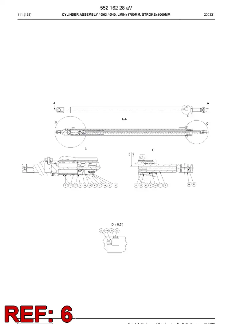 55218612 552 186 12 Bushing, Limit - Sandvik Technical Drawing