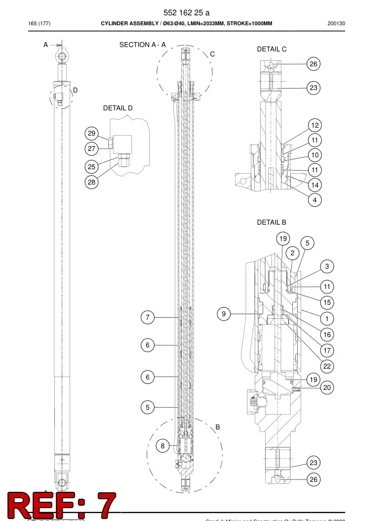 55218613 552 186 13 Bushing, Limit - Sandvik Technical Drawing