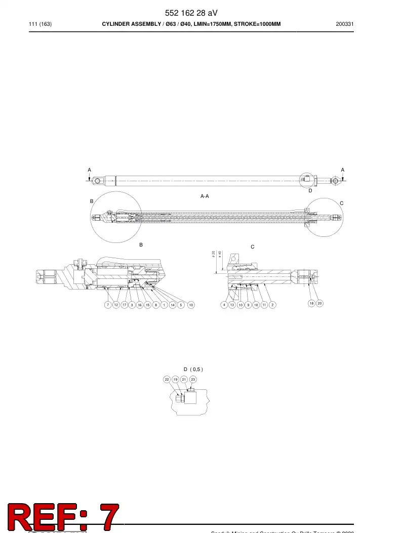 55218616 552 186 16 Bushing, Limit - Sandvik Technical Drawing
