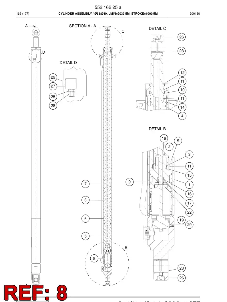 55218617 552 186 17 Bushing, Limit - Sandvik Technical Drawing