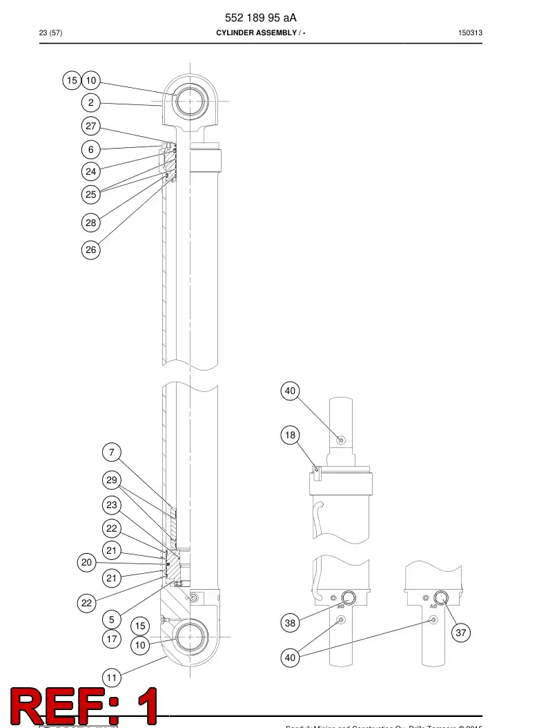 55219003a 552 190 03a Cylinder Tube Assembly - Sandvik Technical Drawing