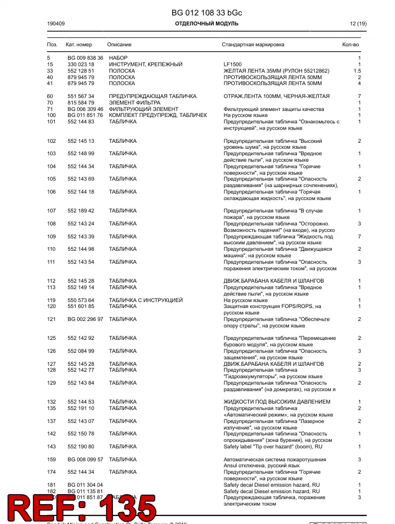 55219110 552 191 10 Sign - Sandvik Technical Drawing