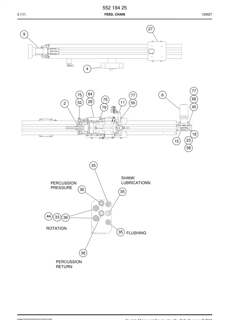 55219425 552 194 25 Feed, Chain - Sandvik Technical Drawing