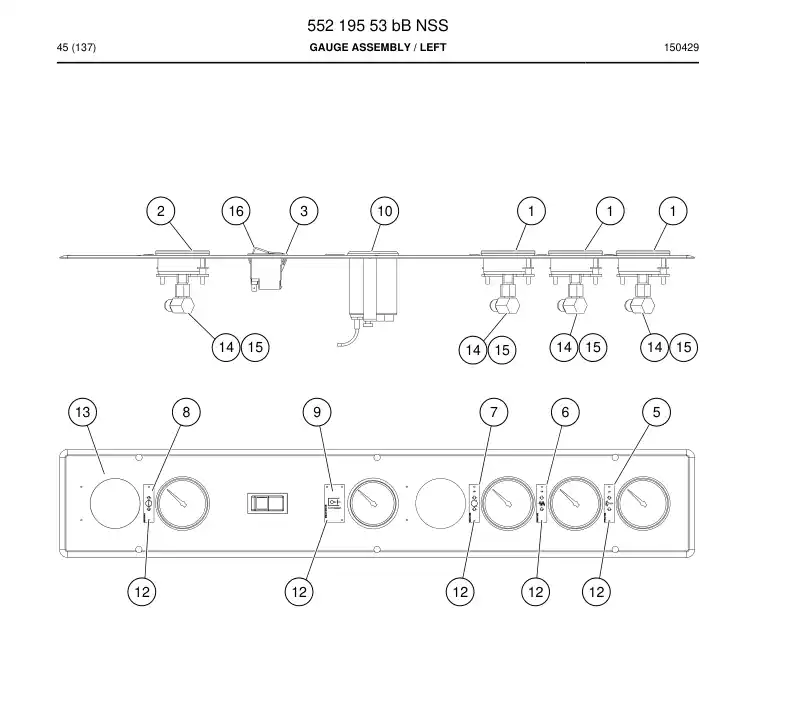 55219553b 552 195 53b Gauge Assembly - Sandvik Technical Drawing