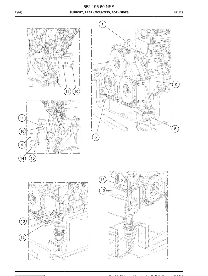 55219560 552 195 60 Support, Rear - Sandvik Technical Drawing