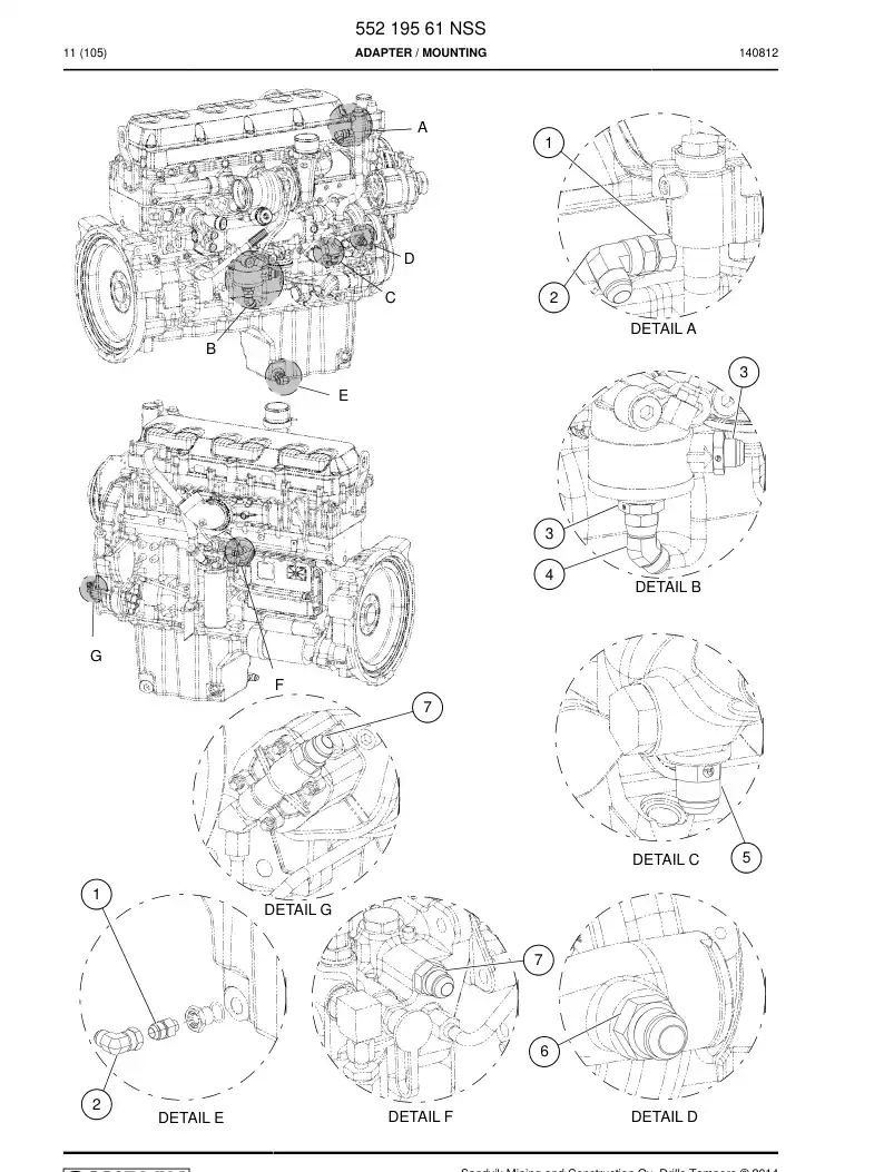 55219561 552 195 61 Adapter - Sandvik Technical Drawing