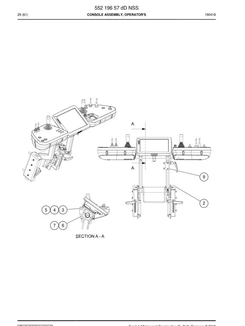 55219657d 552 196 57d Console Assembly, Operator's - Sandvik Technical Drawing