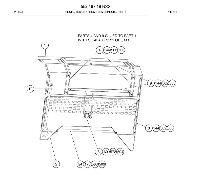 55219719 552 197 19 Plate, Cover - Sandvik Technical Drawing