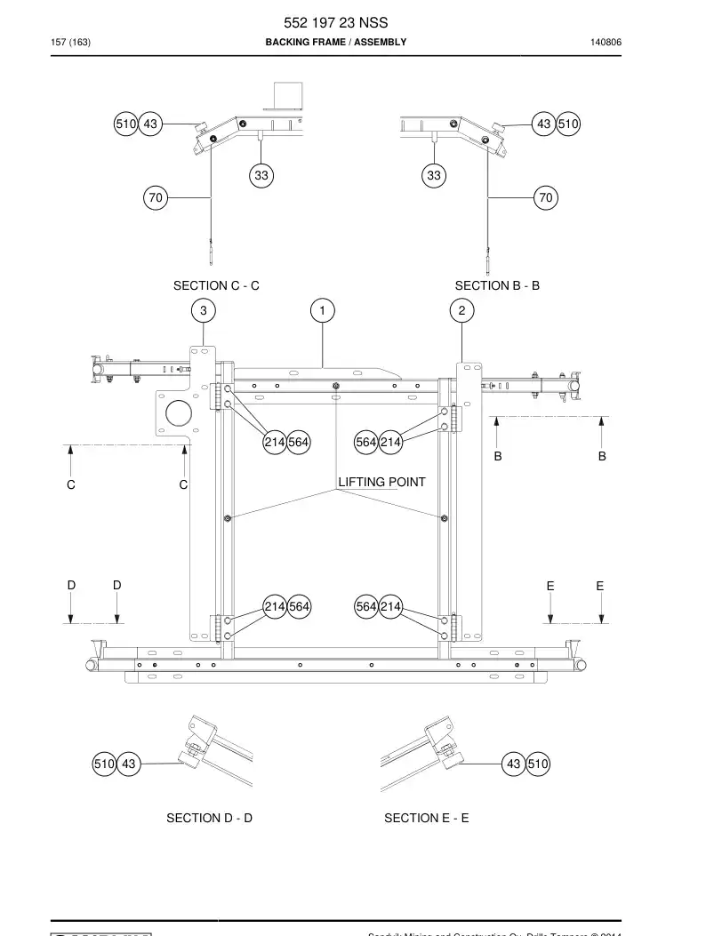 55219723 552 197 23 Backing frame - Sandvik Technical Drawing