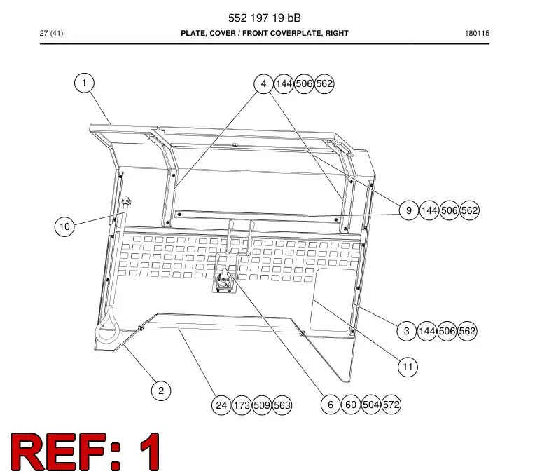 55219824 552 198 24 Plate, Cover - Sandvik Technical Drawing