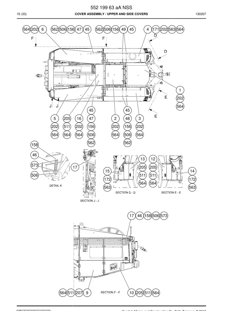 55219963a 552 199 63a Cover Assembly - Sandvik Technical Drawing