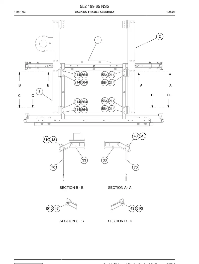 55219965 552 199 65 Frame, Backing - Sandvik Technical Drawing