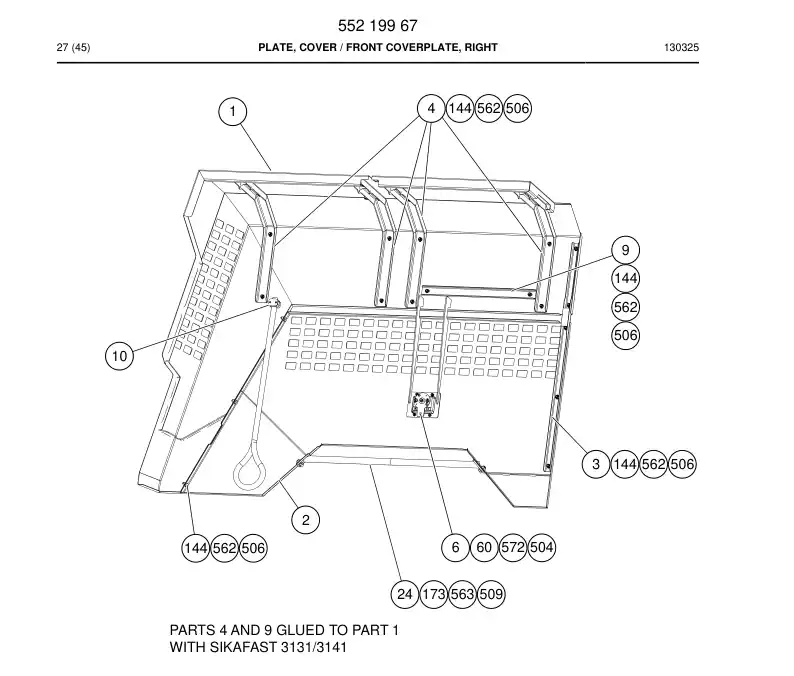 55219967 552 199 67 Plate, Cover - Sandvik Technical Drawing