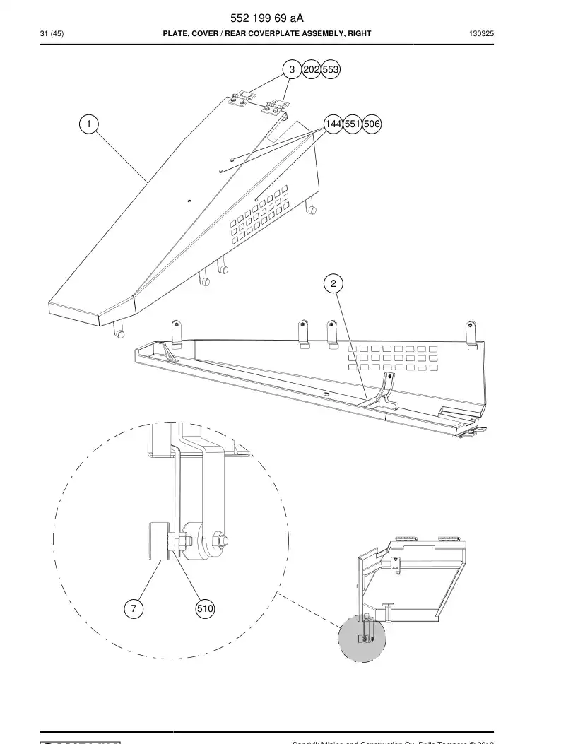 55219969a 552 199 69a Plate, Cover - Sandvik Technical Drawing