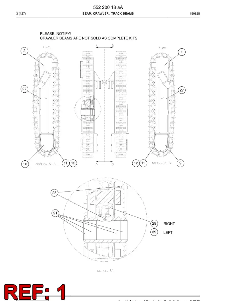 55220022e 552 200 22e Beam, Crawler - Sandvik Technical Drawing