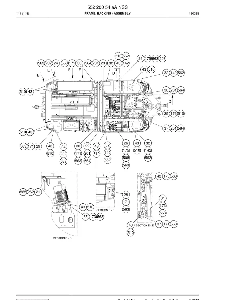 55220054a 552 200 54a Frame, Backing - Sandvik Technical Drawing