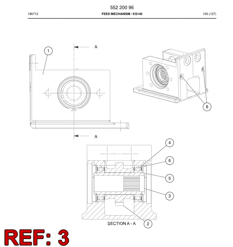 55220097 552 200 97 Axle, Drive - Sandvik Technical Drawing