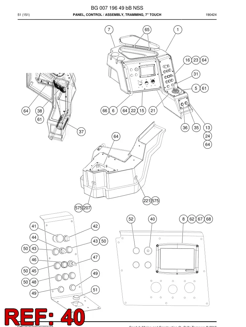 55220146 552 201 46 Button, Emergency Stop - Sandvik Technical Drawing