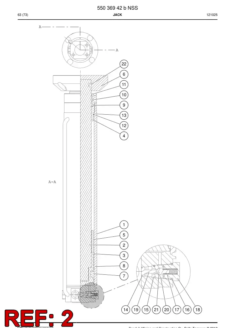 55220164 552 201 64 PISTON rod - Sandvik Technical Drawing