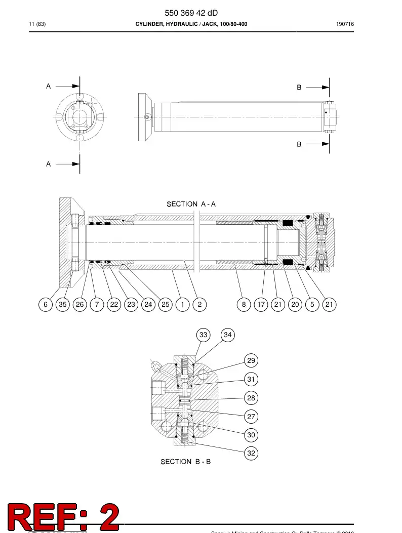 55220164b 552 201 64b PISTON Rod Machining - Sandvik Technical Drawing
