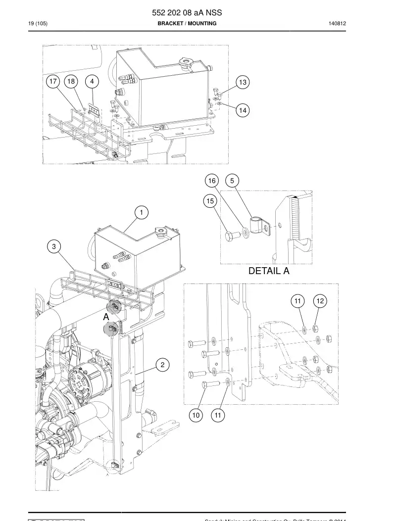 55220208a 552 202 08a Bracket - Sandvik Technical Drawing