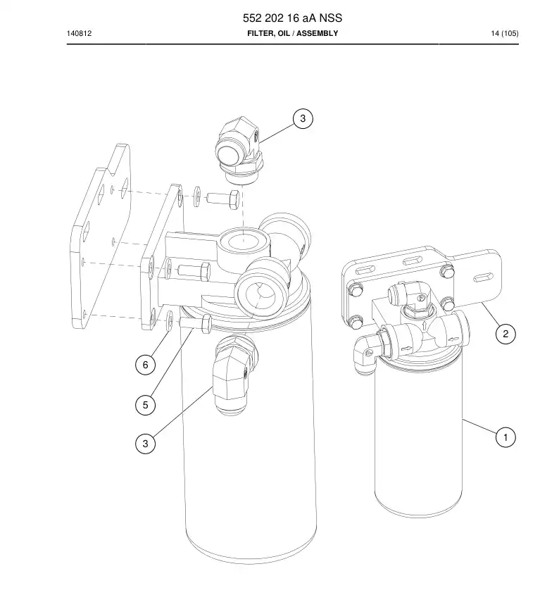 55220216a 552 202 16a Filter, Oil - Sandvik Technical Drawing