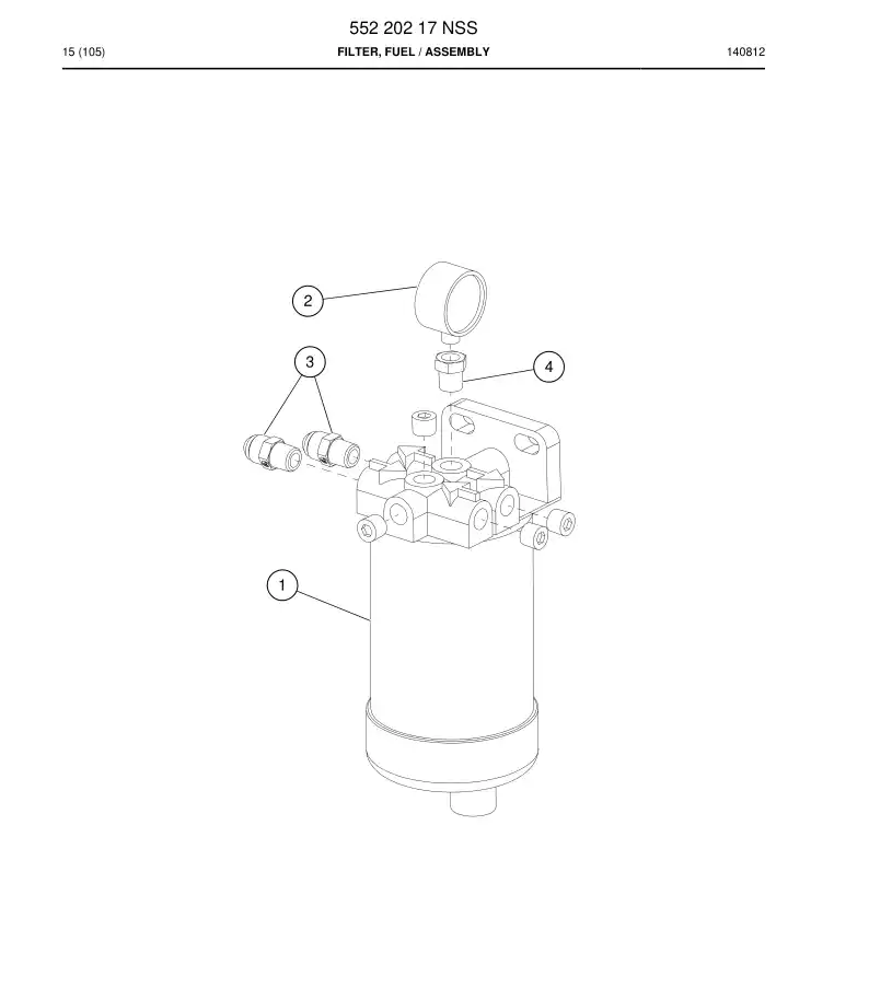 55220217 552 202 17 Filter, Fuel - Sandvik Technical Drawing