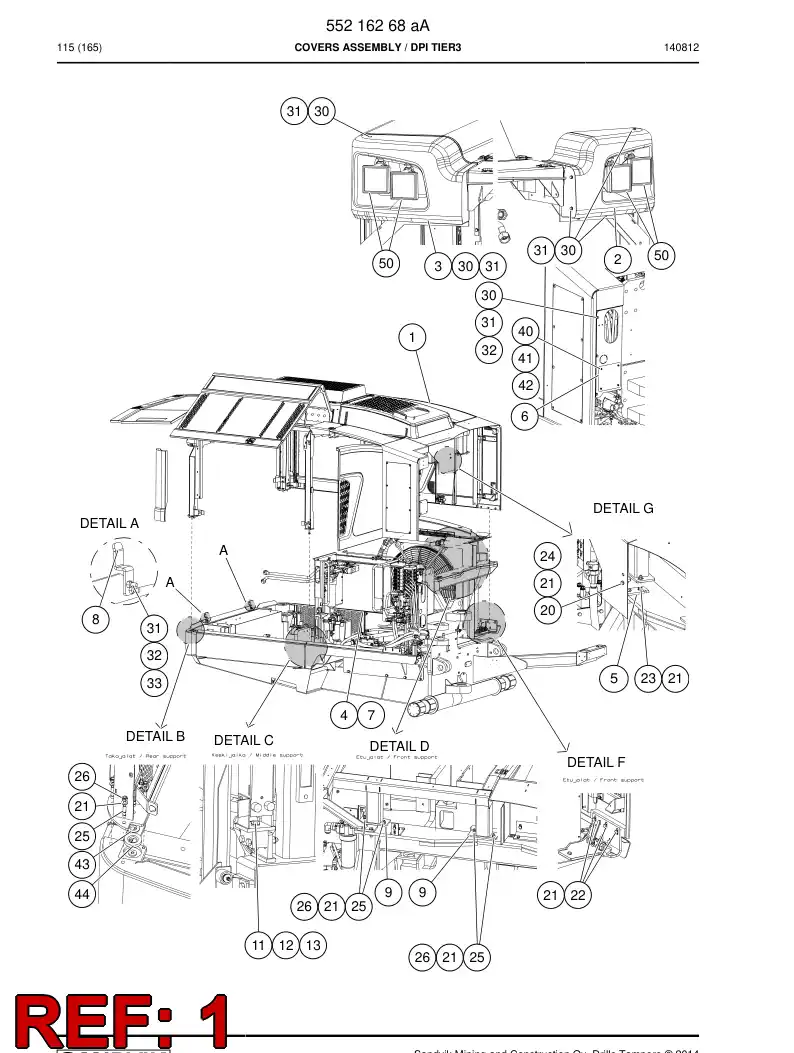 55220284 552 202 84 Cover assembly - Sandvik Technical Drawing