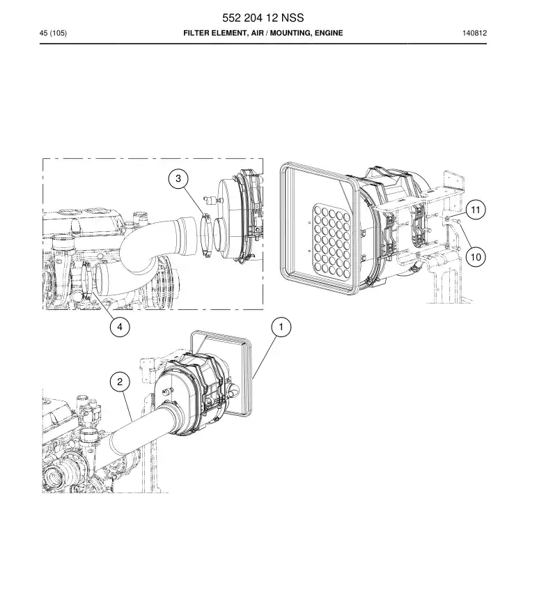 55220412 552 204 12 Filter Element, Air - Sandvik Technical Drawing