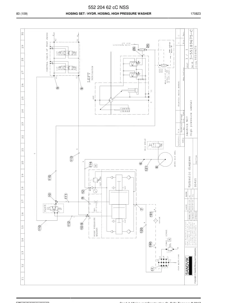 55220462c 552 204 62c Hosing Set - Sandvik Technical Drawing