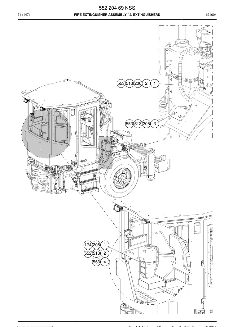 55220469 552 204 69 Fire Extinguisher Assembly - Sandvik Technical Drawing