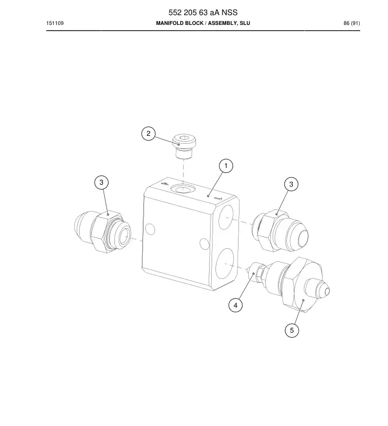55220563a 552 205 63a Manifold Block - Sandvik Technical Drawing